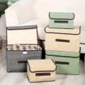 Linen Non-Woven Foldable Sundries Container Portable Dustproof Storage Box Clothes Storage Box